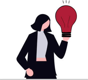 woman with a lightbulb illuminated with her digital marketing strategy