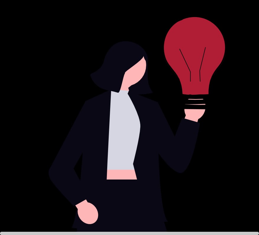 woman with a lightbulb illuminated with her digital marketing strategy