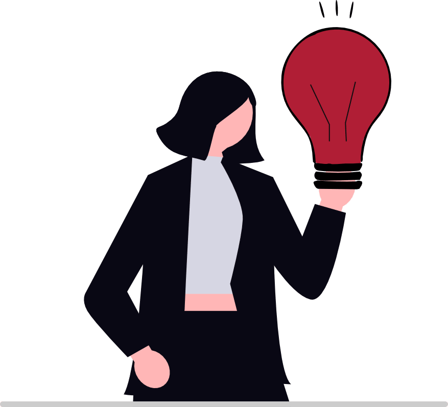 woman with a lightbulb illuminated with her digital marketing strategy