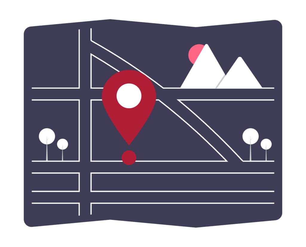 Location illustration representing proximity and distance as a ranking factor in local search results.