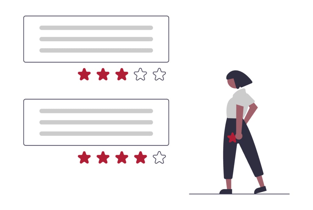Reviews illustration representing star ratings and reputation signals that influence local rankings and choice.