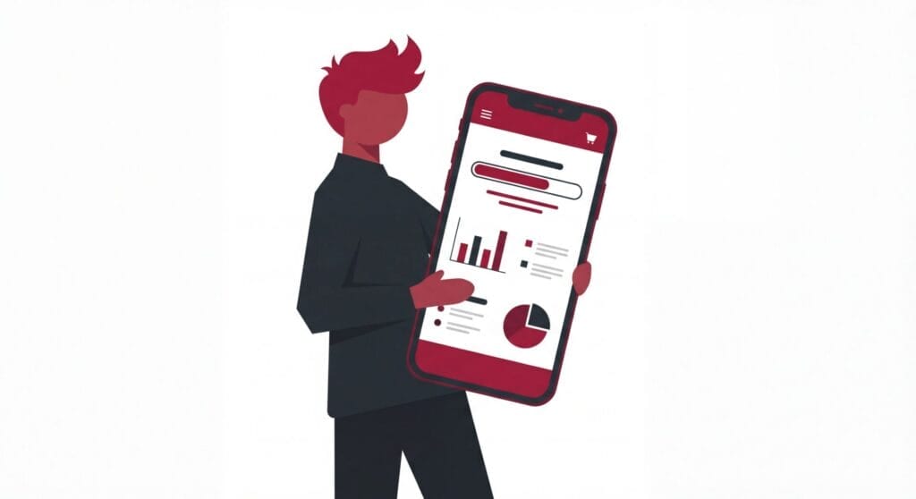 Person reviewing mobile website analytics showing conversion metrics and loading performance